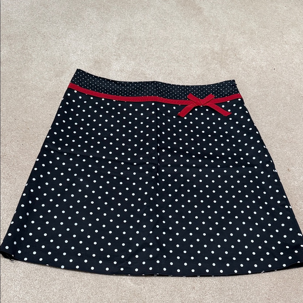 INC International Concepts Black Polka Dot Skirt with Red Accent